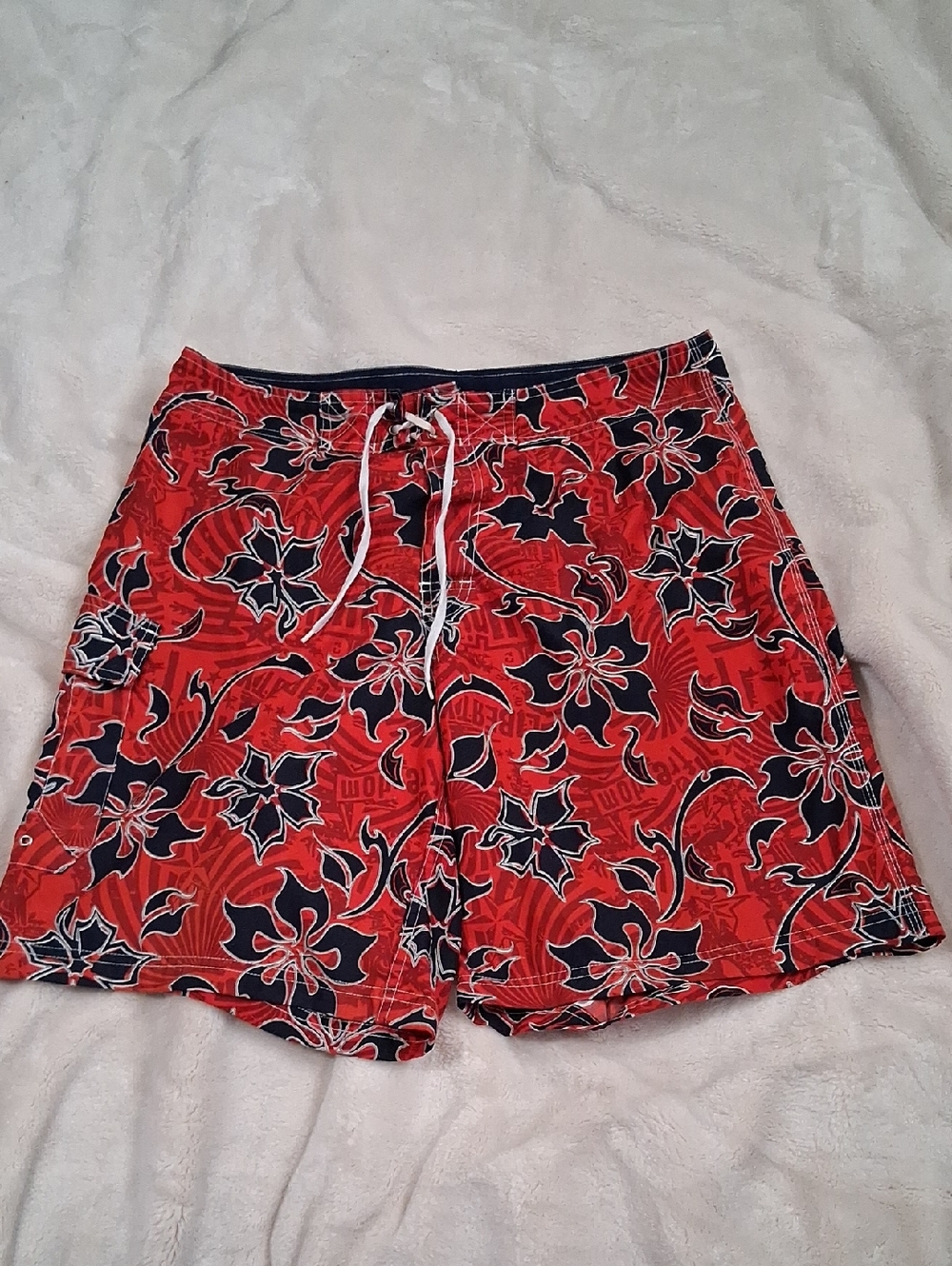 Men's Red Floral Swim Trunks